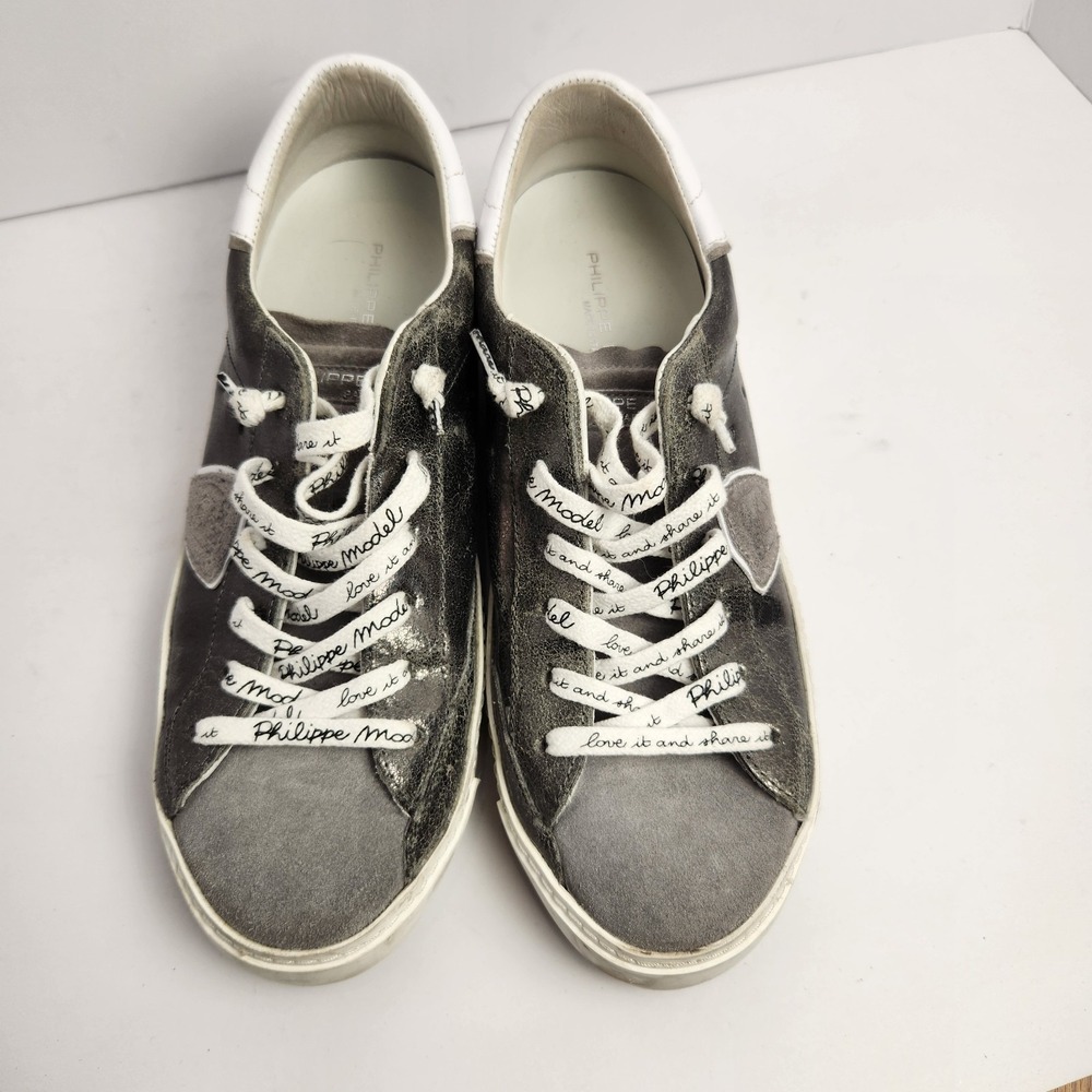 Philippe Model PM/78 EDT Women's Gray/White Low Top Sneakers Size 38 (7.5-8) - Picture 6 of 8